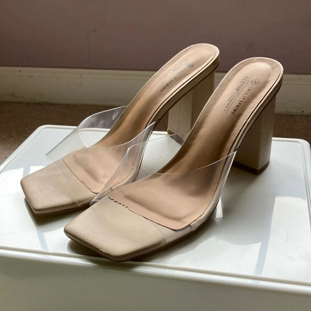 Taupe and Clear Heels-OS!